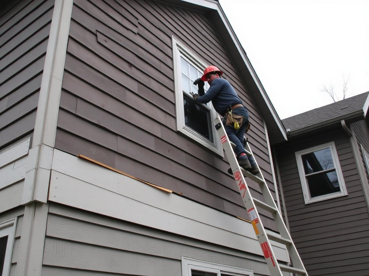 Siding contractor installing lap siding on a home